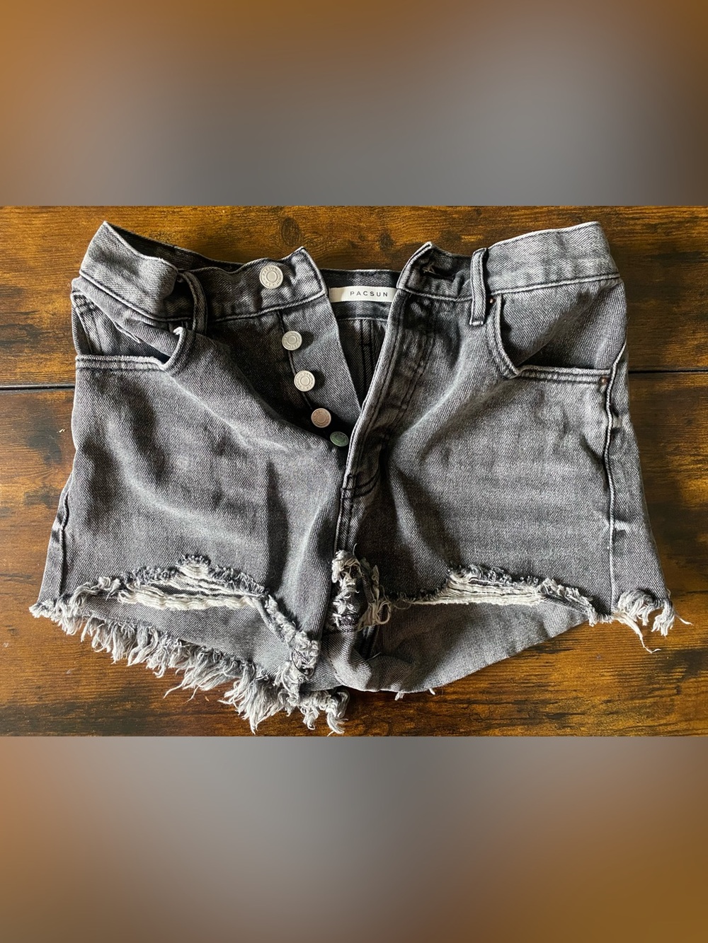 PACSUN Women's Distressed High-Rise Black Denim Shorts - Size 27 (US 4-6)